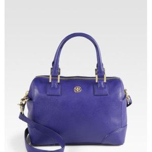 Tory Burch Robinson Blue Saffiano Leather Bowling